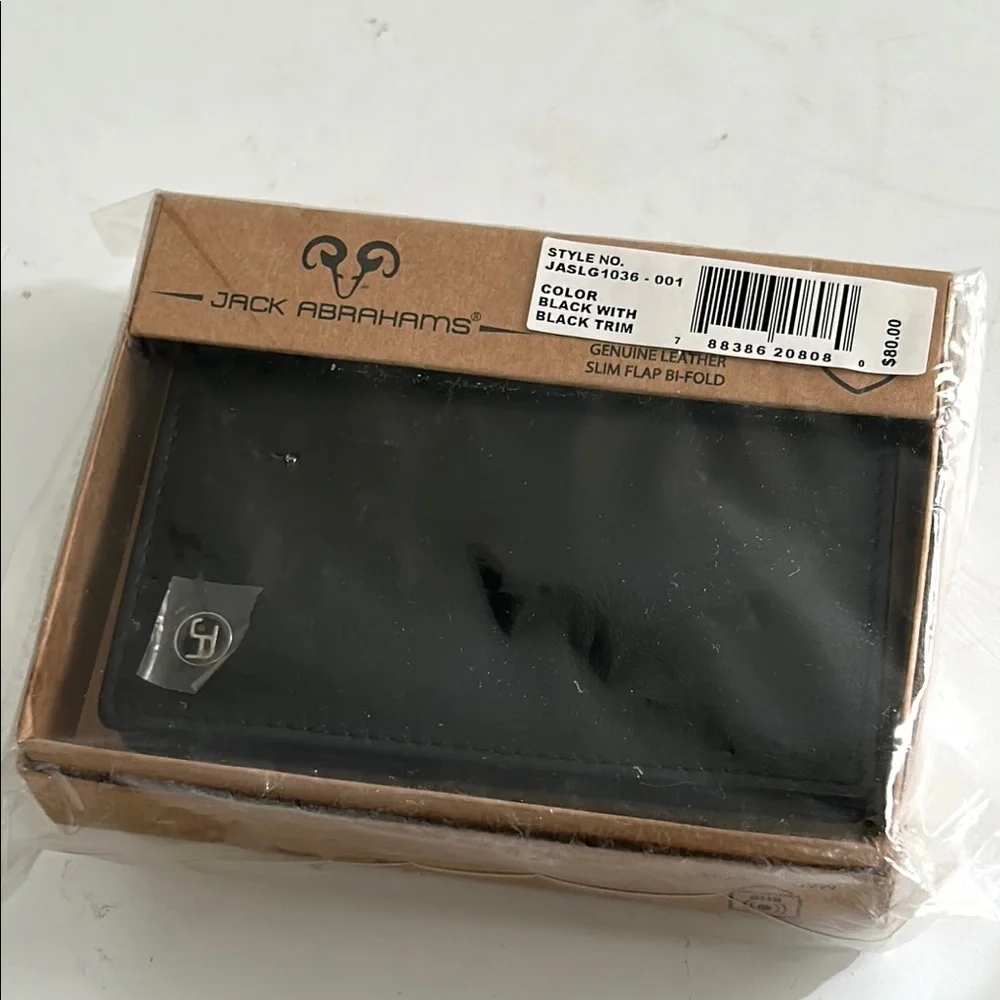 JACK ABRAHAMS Black Leather Wallet
